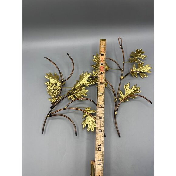 Vintage Brass Tone Metal Oak Leaf Wall Decor Set of 2 - Picture 5 of 5